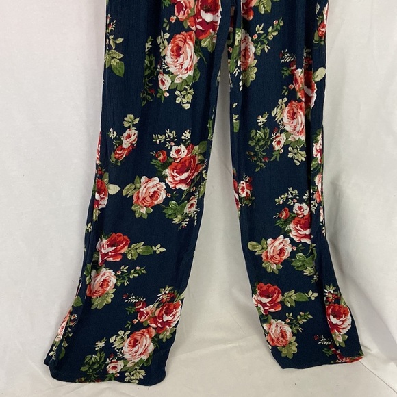 Ambiance Navy Blue Floral Print Sleeveless Jumpsuit Size Small - Picture 6 of 8